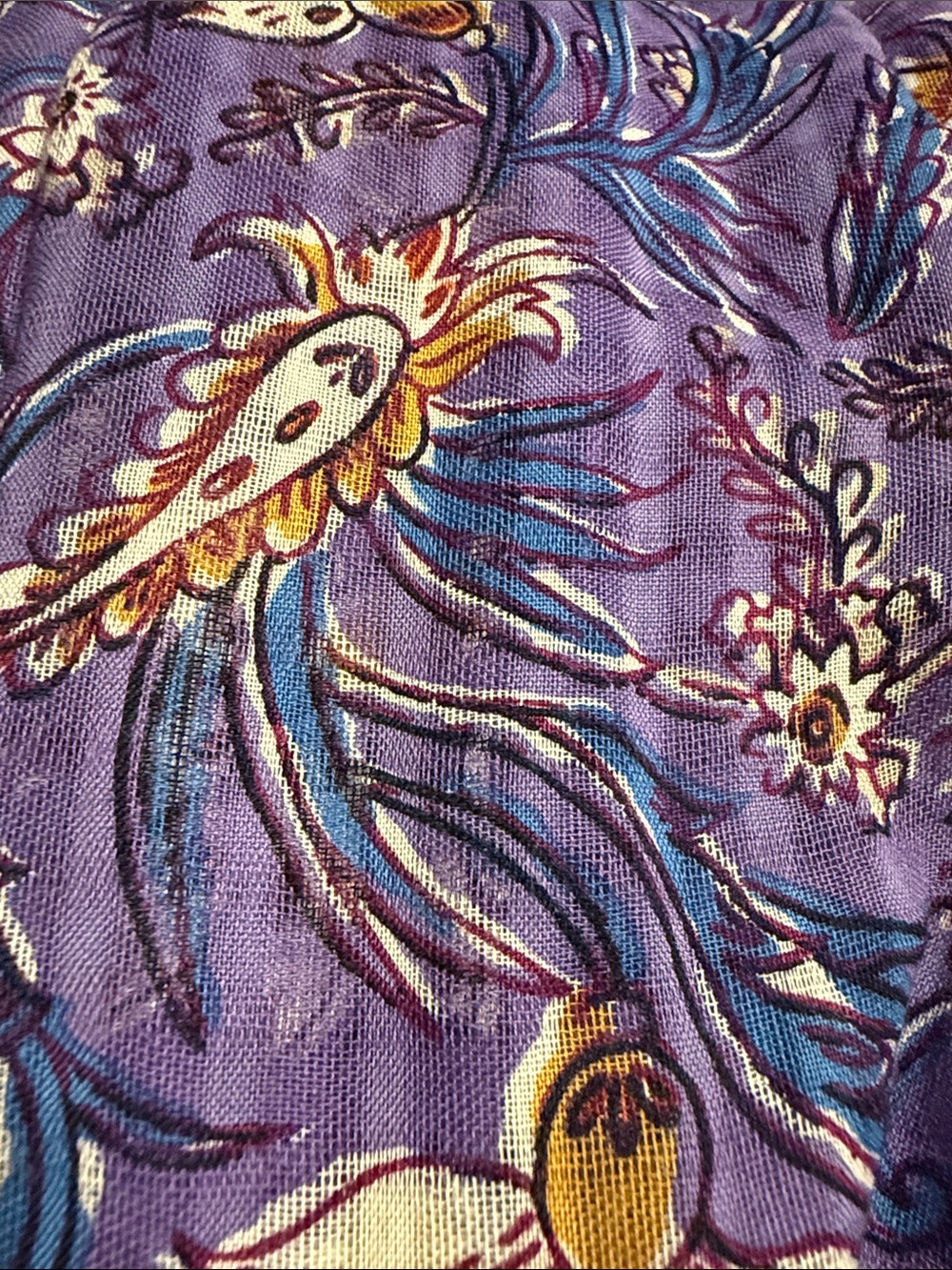 J. Jill Purple Floral Fringed Lightweight Scarf - Picture 5 of 5